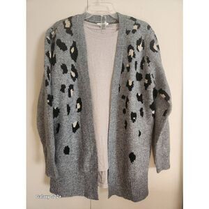 C45 Maurice's animal leopard print sweater cardigan NWOT